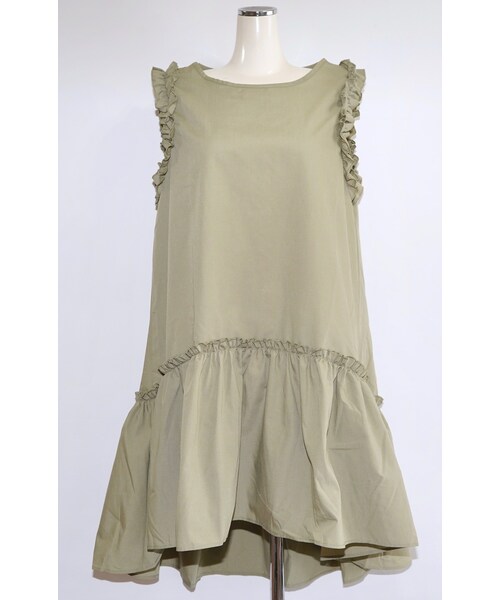 A.D.G（エーディージー）の「Frill Design No-sleeve Onepiece (green tea)（ワンピース・レディース・グリーン・FREE）」の6枚目の写真
