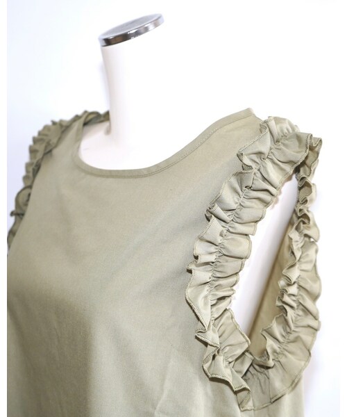 A.D.G（エーディージー）の「Frill Design No-sleeve Onepiece (green tea)（ワンピース・レディース・グリーン・FREE）」の7枚目の写真