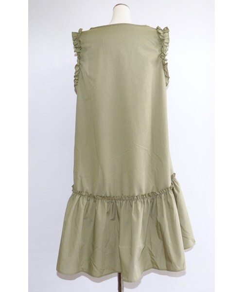 A.D.G（エーディージー）の「Frill Design No-sleeve Onepiece (green tea)（ワンピース・レディース・グリーン・FREE）」の8枚目の写真