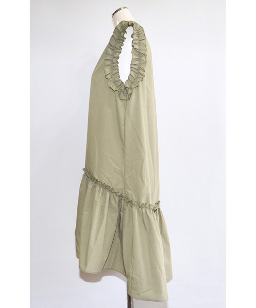 A.D.G（エーディージー）の「Frill Design No-sleeve Onepiece (green tea)（ワンピース・レディース・グリーン・FREE）」の9枚目の写真
