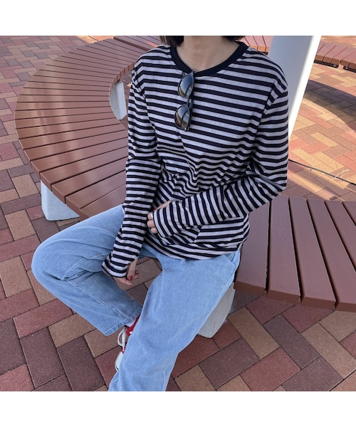 copine（コピン）の「サムホールボーダーロンT（Tシャツ/カットソー