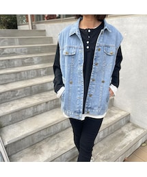 オーバーサイズデニムベスト(サックス)