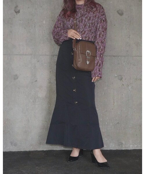 A.D.G(エーディージー)の「Button Design Mermaid Long Skirt (black)(スカート・レディース・ブラック・FREE)」の1枚目の写真