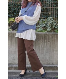 A.D.G | Cable Cotton Knit Vest (sax)(ベスト)