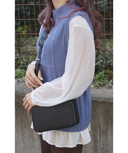 A.D.G（エーディージー）の「Cable Cotton Knit Vest (sax)（ベスト・レディース・ブルー・FREE）」の2枚目の写真