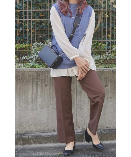 A.D.G（エーディージー）の「Cable Cotton Knit Vest (sax)（ベスト・レディース・ブルー・FREE）」の3枚目の写真