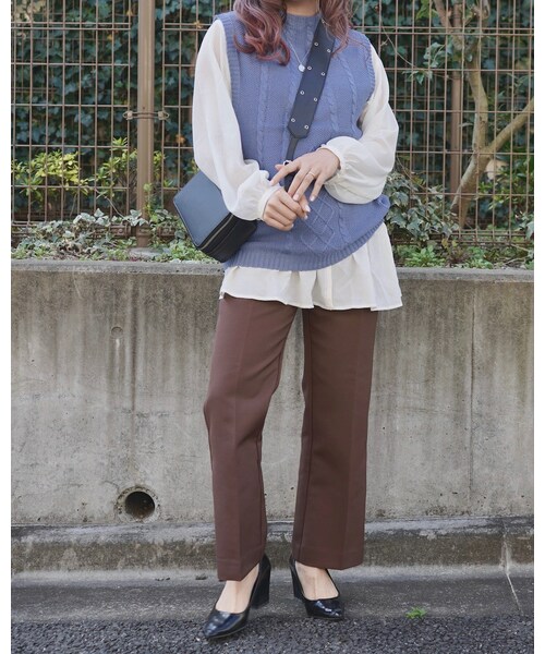 A.D.G（エーディージー）の「Cable Cotton Knit Vest (sax)（ベスト・レディース・ブルー・FREE）」の5枚目の写真