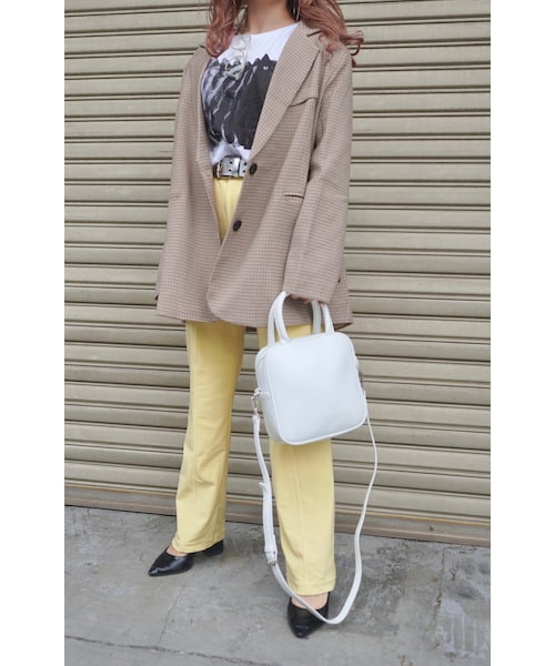 A.D.G(エーディージー)の「Gun Club Check Oversized Tailored Jacket (beige)(テーラードジャケット・レディース・ベージュ・FREE)」の2枚目の写真