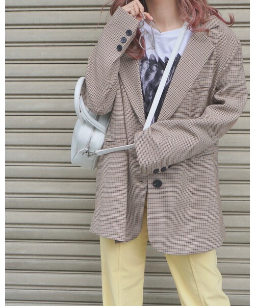 A.D.G(エーディージー)の「Gun Club Check Oversized Tailored Jacket (beige)(テーラードジャケット・レディース・ベージュ・FREE)」の6枚目の写真