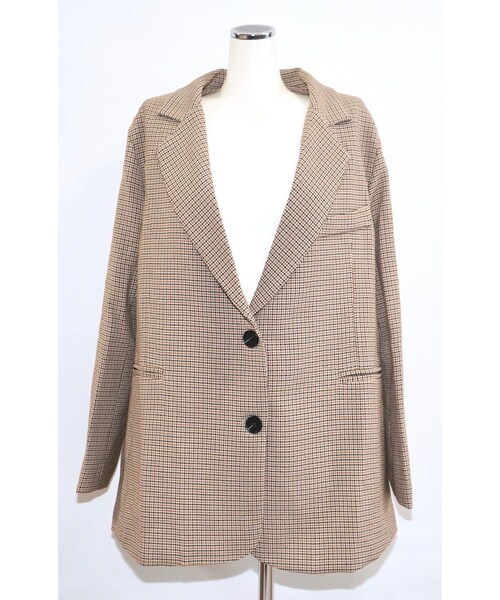 A.D.G(エーディージー)の「Gun Club Check Oversized Tailored Jacket (beige)(テーラードジャケット・レディース・ベージュ・FREE)」の10枚目の写真