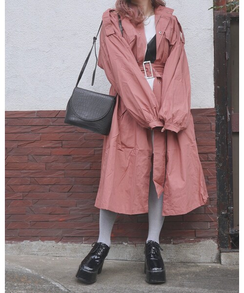 A.D.G(エーディージー)の「Balloon Sleeve Military Long Jacket Coat (pink)*with Belt(ミリタリージャケット・レディース・ピンク・FREE)」の2枚目の写真