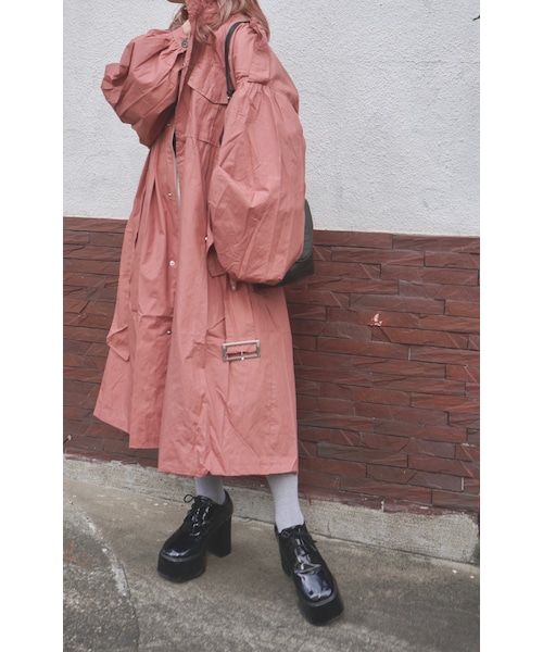 A.D.G(エーディージー)の「Balloon Sleeve Military Long Jacket Coat (pink)*with Belt(ミリタリージャケット・レディース・ピンク・FREE)」の5枚目の写真