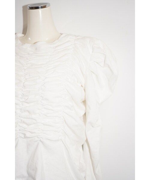 A.D.G（エーディージー）の「Shirring Design Puff Shoulder Tops (white)（Tシャツ/カットソー・レディース・ホワイト・FREE）」の7枚目の写真