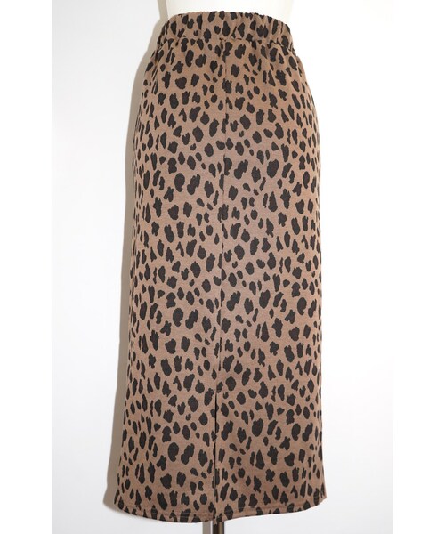 A.D.G（エーディージー）の「Leopard Stretch H-Line Long Skirt (brown)（スカート・レディース・ブラウン・FREE）」の5枚目の写真