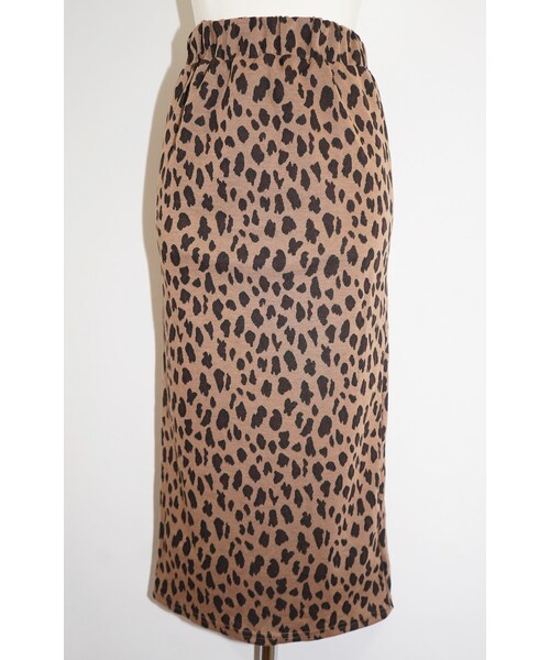 A.D.G（エーディージー）の「Leopard Stretch H-Line Long Skirt (brown)（スカート・レディース・ブラウン・FREE）」の8枚目の写真