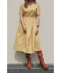 Flower Cutwork Flare Onepiece (yellow)
