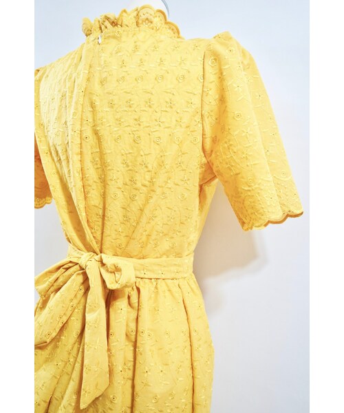 A.D.G(エーディージー)の「Flower Cutwork Flare Onepiece (yellow)(ワンピース・レディース・イエロー・FREE)」の7枚目の写真