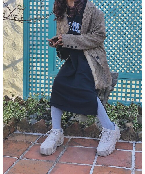A.D.G(エーディージー)の「College Logo Sweat Long Onepiece(black)(ワンピース・レディース・ブラック・FREE)」の1枚目の写真