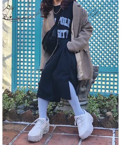 A.D.G(エーディージー)の「College Logo Sweat Long Onepiece(black)(ワンピース・レディース・ブラック・FREE)」の2枚目の写真