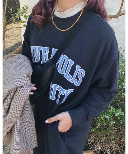 A.D.G(エーディージー)の「College Logo Sweat Long Onepiece(black)(ワンピース・レディース・ブラック・FREE)」の3枚目の写真