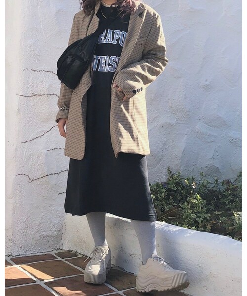 A.D.G(エーディージー)の「College Logo Sweat Long Onepiece(black)(ワンピース・レディース・ブラック・FREE)」の5枚目の写真