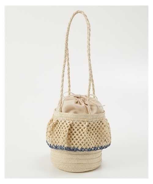 nissen（ニッセン）の「polka polka(ポルカポルカ)雑材フリルバケツ型トートバッグ（トートバッグ・メンズ・ライトベージュ/ベージュ/グレージュ/スモークグリーン・Y）」の2枚目の写真