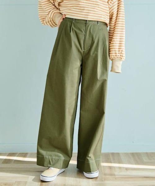 Crisp（クリスプ）の「タックワイドパンツ[c2R3282]（チノパンツ・レディース・ベージュ/ブラック/カーキ・FREE）」の3枚目の写真