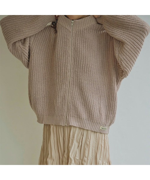 t a r o s u(タロス)の「zipup spring cardigan(カーディガン/ボレロ・レディース・ピンク/ベージュ・FREE)」の1枚目の写真