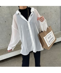 copine | インナー付きシアーシャツ（ホワイト）(シャツ/ブラウス)