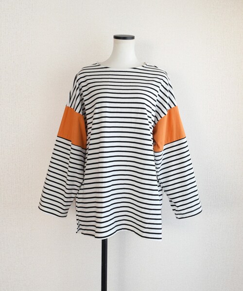 Marient（マリエント）の「ドッキングボーダーTEE（Tシャツ/カットソー・レディース・ホワイト/オレンジ/ブルー・FREE）」の3枚目の写真