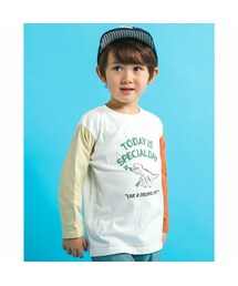 SLAP SLIP | 袖 配色 ボーダー プリント 長袖 Tシャツ (80~130cm)(Tシャツ/カットソー)