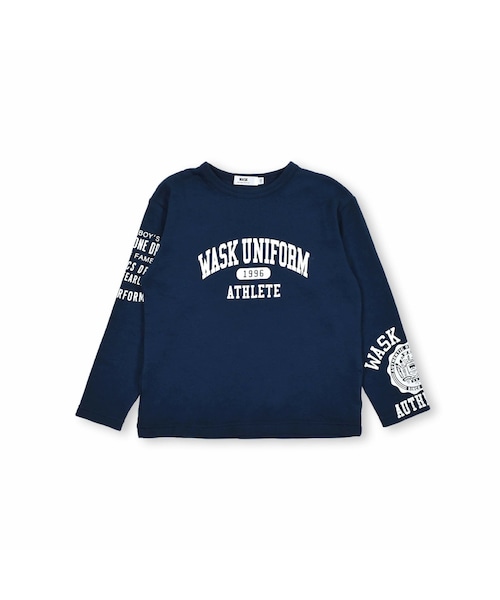 WASK(ワスク)の「接結天竺 カレッジ ロゴ Tシャツ (100~160cm)(Tシャツ/カットソー・キッズ・イエロー/ブルー・110cm)」の2枚目の写真