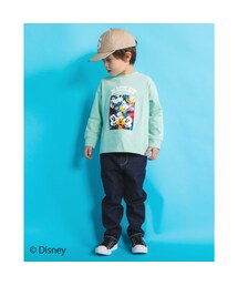 SLAP SLIP | 【 Disney 】 ミッキーマウス / ミニーマウス / シルエット 肘 配色 Tシャツ / ディズニー (80~130cm)(Tシャツ/カットソー)
