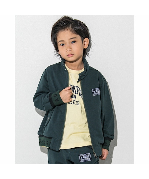 WASK(ワスク)の「ロゴ リブ インレイ ストレッチ スイングトップ (100~160cm)(ブルゾン・キッズ・グリーン・110cm)」の1枚目の写真