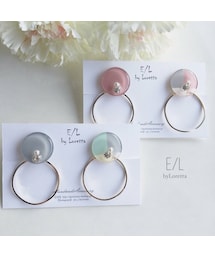 (全2色)2way 3color hoop pierce/earring