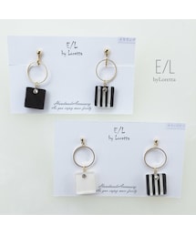 Square stripe hoop  pierce/earring