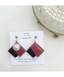 Asymmetry art pierce/earring(Pink×black)