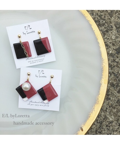 A.D.G（エーディージー）の「Asymmetry art pierce/earring(Pink×black)（ピアス（両耳用）・レディース・その他・FREE）」の2枚目の写真