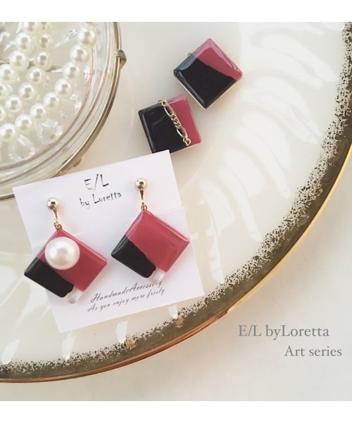 A.D.G（エーディージー）の「Asymmetry art pierce/earring(Pink×black)（ピアス（両耳用）・レディース・その他・FREE）」の3枚目の写真