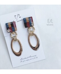 Square art w hoop pierce/earring(Mix)