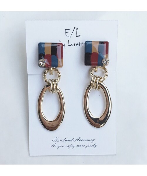 A.D.G(エーディージー)の「Square art w hoop pierce/earring(Mix)(ピアス(両耳用)・レディース・その他・FREE)」の2枚目の写真