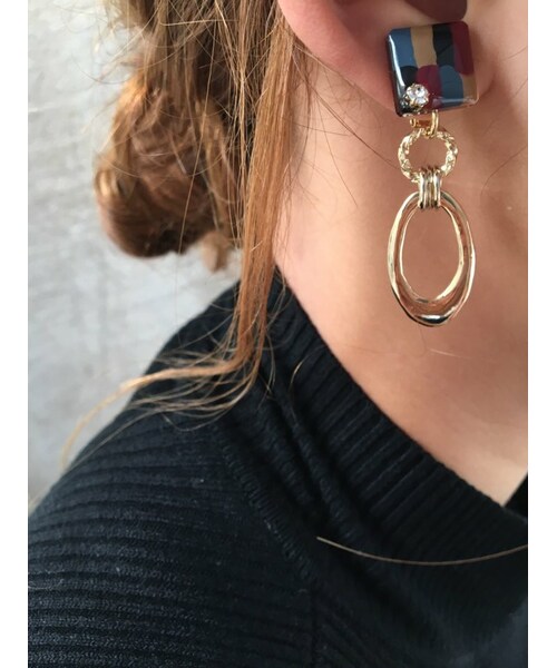 A.D.G(エーディージー)の「Square art w hoop pierce/earring(Mix)(ピアス(両耳用)・レディース・その他・FREE)」の3枚目の写真