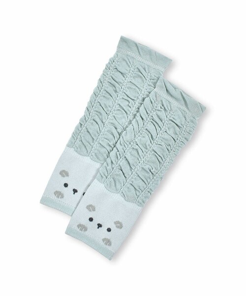 SLAP SLIP BABY（スラップスリップベビー）の「【 日本製 】 チェリー アニマル クマ フェイス レッグウォーマー ベビー（レッグウォーマー・キッズ・ホワイト/ベージュ/ピンク/ブルー・ワンサイズ）」の3枚目の写真