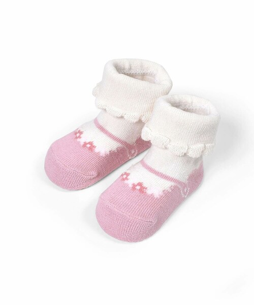 SLAP SLIP BABY（スラップスリップベビー）の「スニーカー ストラップシューズ 靴 風 カップ ソックス ベビー (9~12cm)（ソックス/靴下・キッズ・パープル/オレンジ/ピンク/グレー・ワンサイズ）」の3枚目の写真