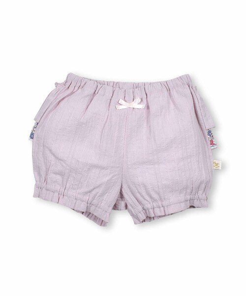 SLAP SLIP BABY(スラップスリップベビー)の「花柄 ストライプ 配色 フリル 切り替え ブルマ パンツ ベビー (70~80cm)(その他ベビー用品・キッズ・ホワイト/ピンク/オレンジ・ワンサイズ)」の2枚目の写真