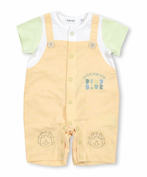 SLAP SLIP BABY(スラップスリップベビー)の「恐竜 パッチ 付 レイヤード 風 ロンパース ベビー (60~80cm)(ロンパース・キッズ・ブルー/イエロー・70)」の2枚目の写真