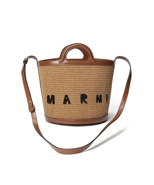 ショルダーバッグ・ポシェット MARNI TROPICALIA SMALL BUCKET BAG Tropicalia Small Bucket Bag in brown leather and raffia