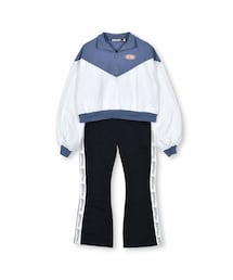 ZIDDY | 【 ニコ☆プチ 掲載 】2点 セット バイカラー ハーフ ジップ トレーナー ＋ サイド ライン パンツ (130~160cm)(ジャージ)