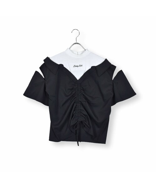 ZIDDY（ジディ）の「ドロストドッキングシャツ(130~160cm)（Tシャツ/カットソー・キッズ・ブラック/オレンジ・150）」の2枚目の写真