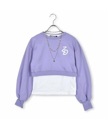ZIDDY | 【 ニコ☆プチ 掲載 】2点 セット ネックレス 付き ミニ裏毛トレーナー + タンクトップ (130~160cm)(スウェット)